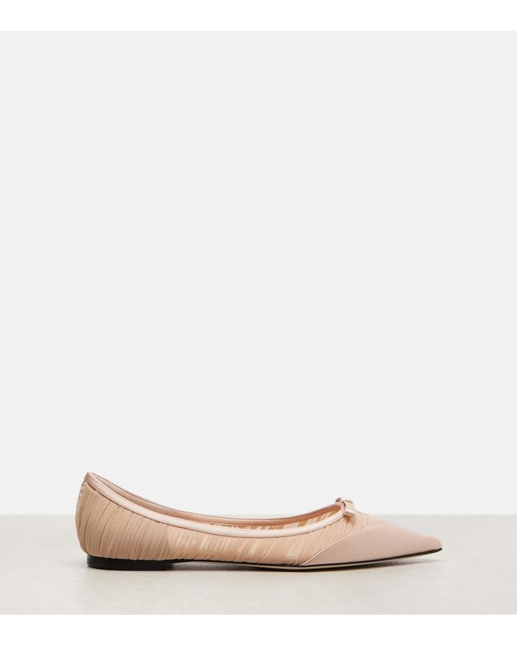 Jimmy Choo Pink Love Mesh And Satin Ballet Flats
