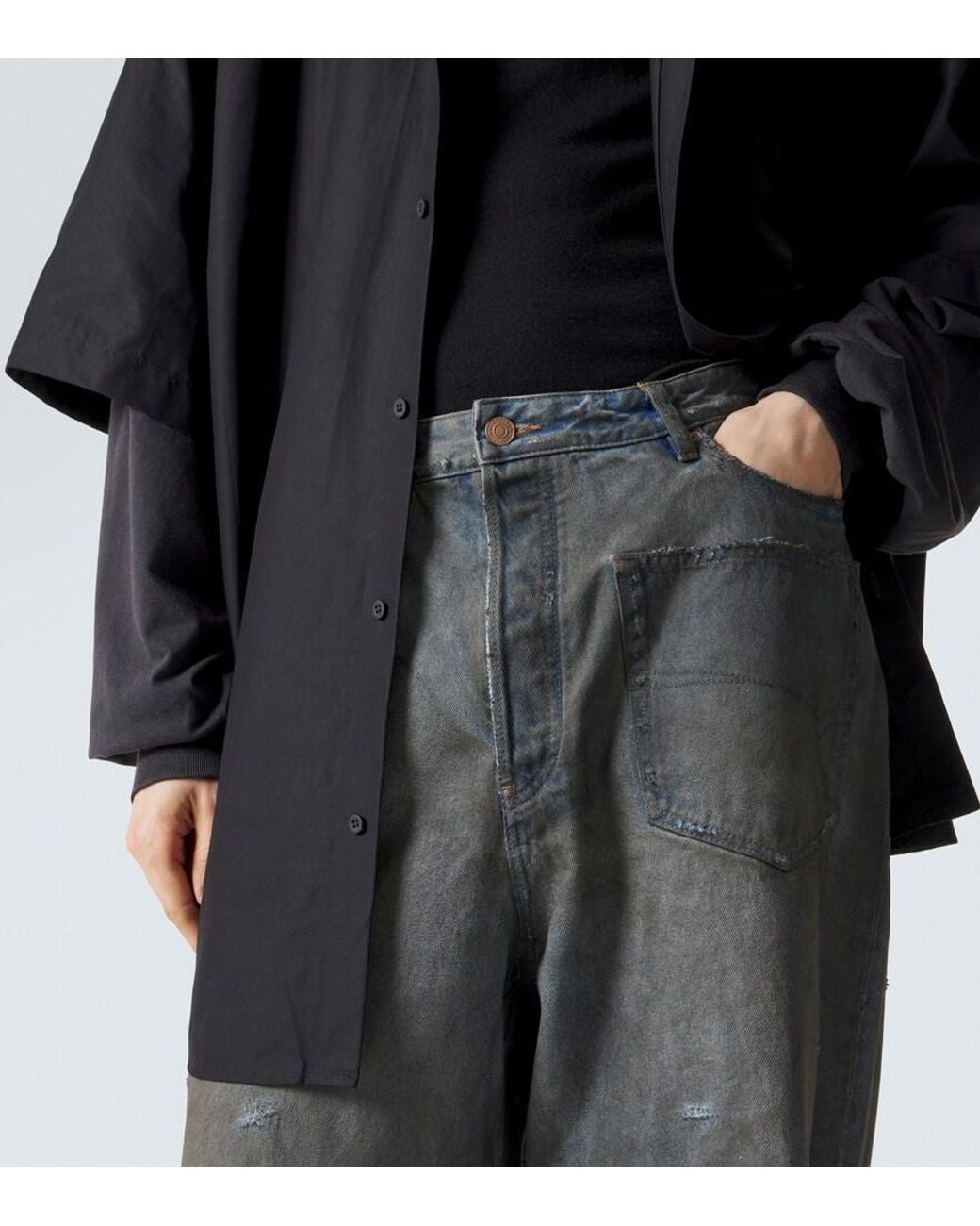 Balenciaga Gray Distressed Jeans for men