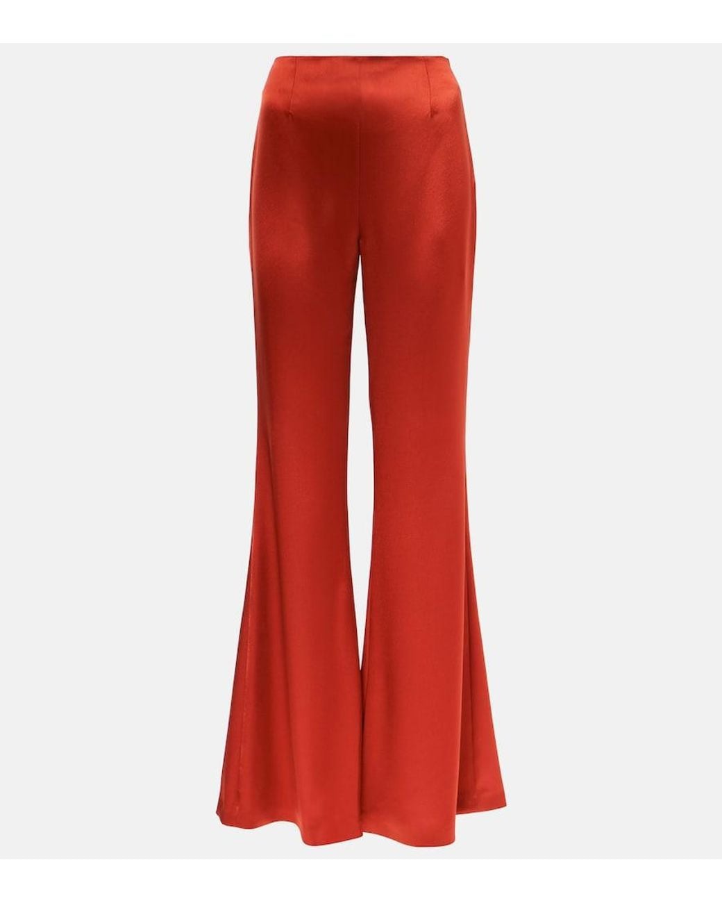 Galvan Red Atruvia Satin Wide-Leg Pants
