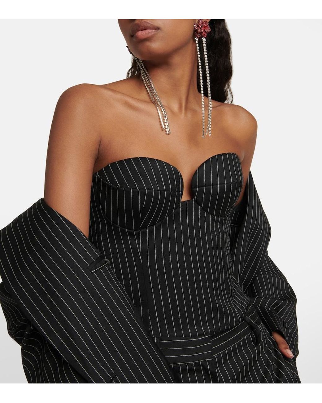 Magda Butrym Black Pinstripe Wool Bustier