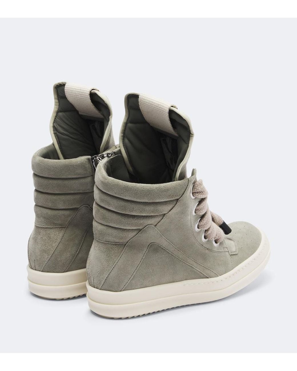 Rick Owens Gray Geobasket Suede High-Top Sneakers