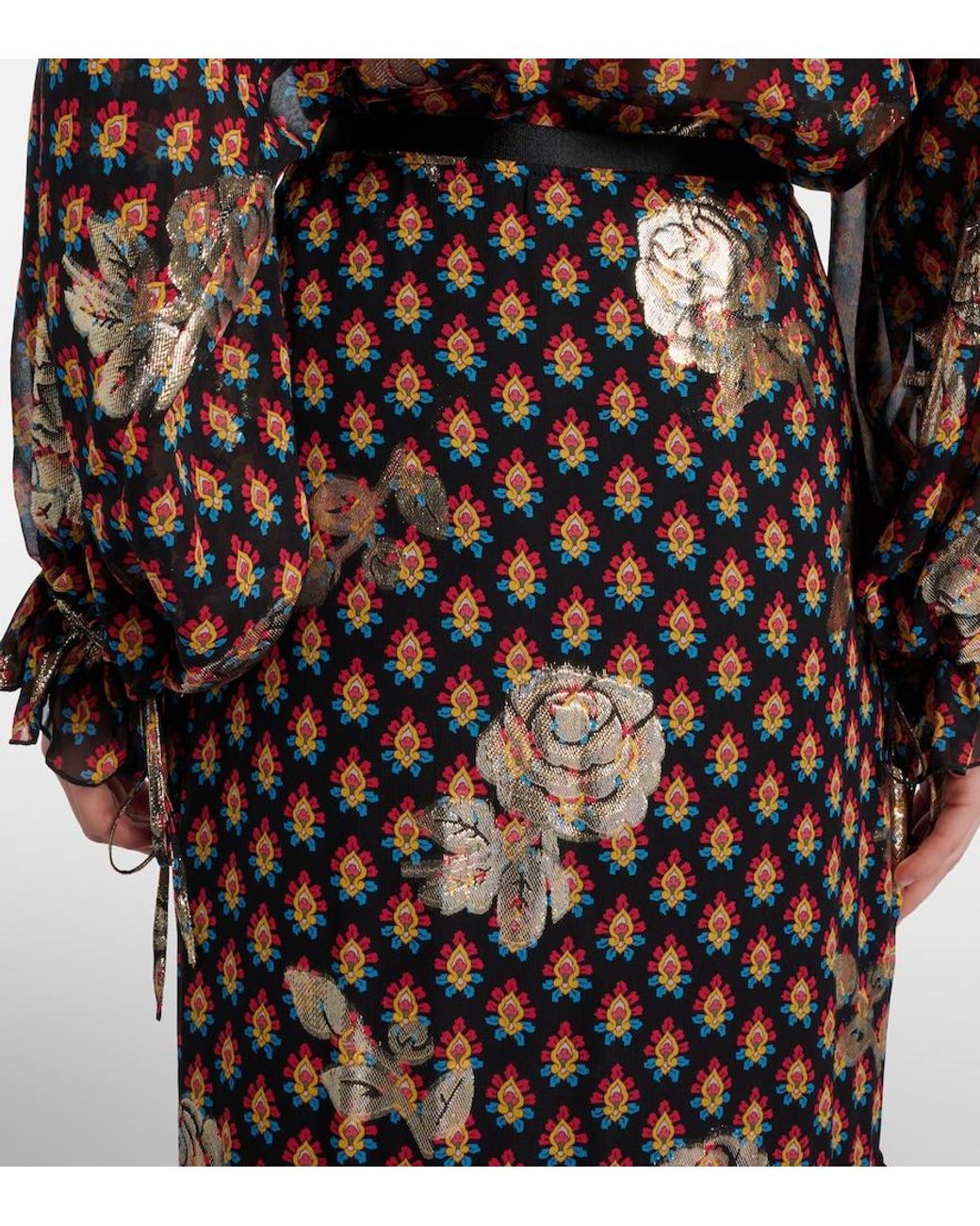 Etro Black Printed Silk-Blend Maxi Skirt
