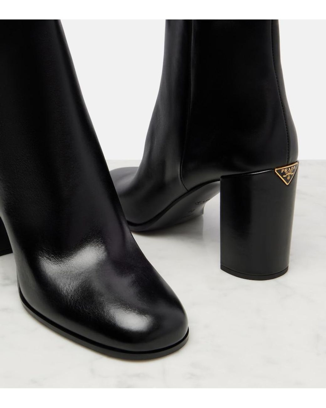 Prada Black Ankle Boots 85 Aus Leder