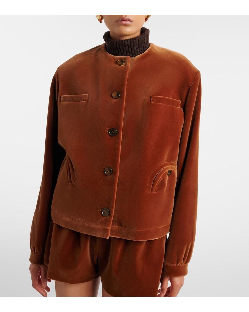 Blazé Milano Brown Gliss Cotton Velvet Jacket