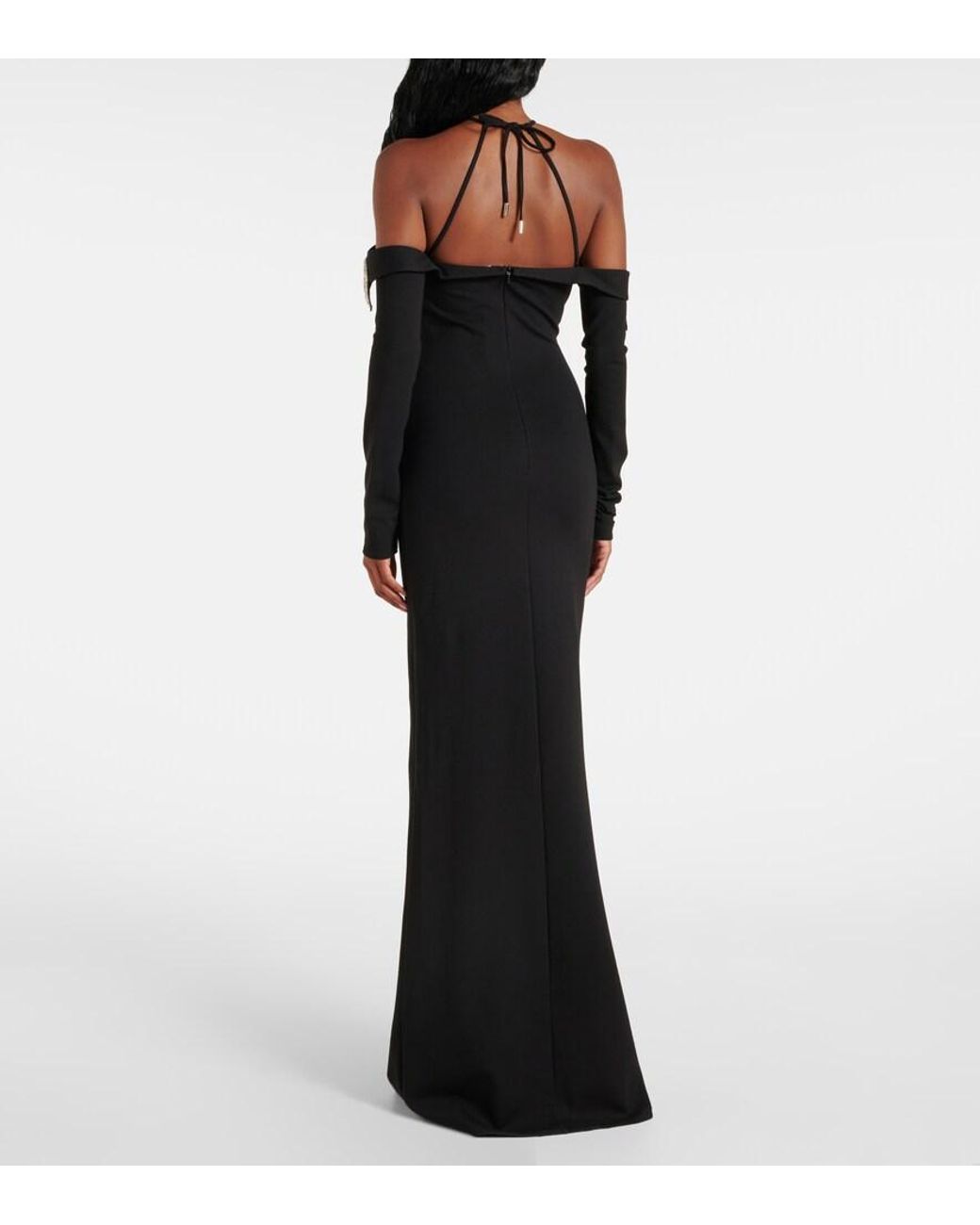 David Koma Black Crystal-Embellished Gown
