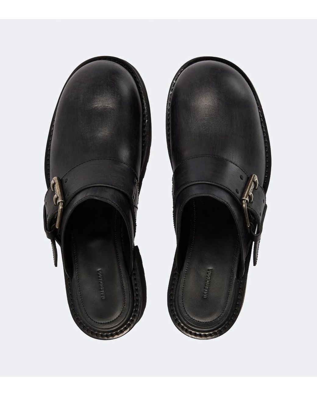 Balenciaga Black Venom Leather Mules for men