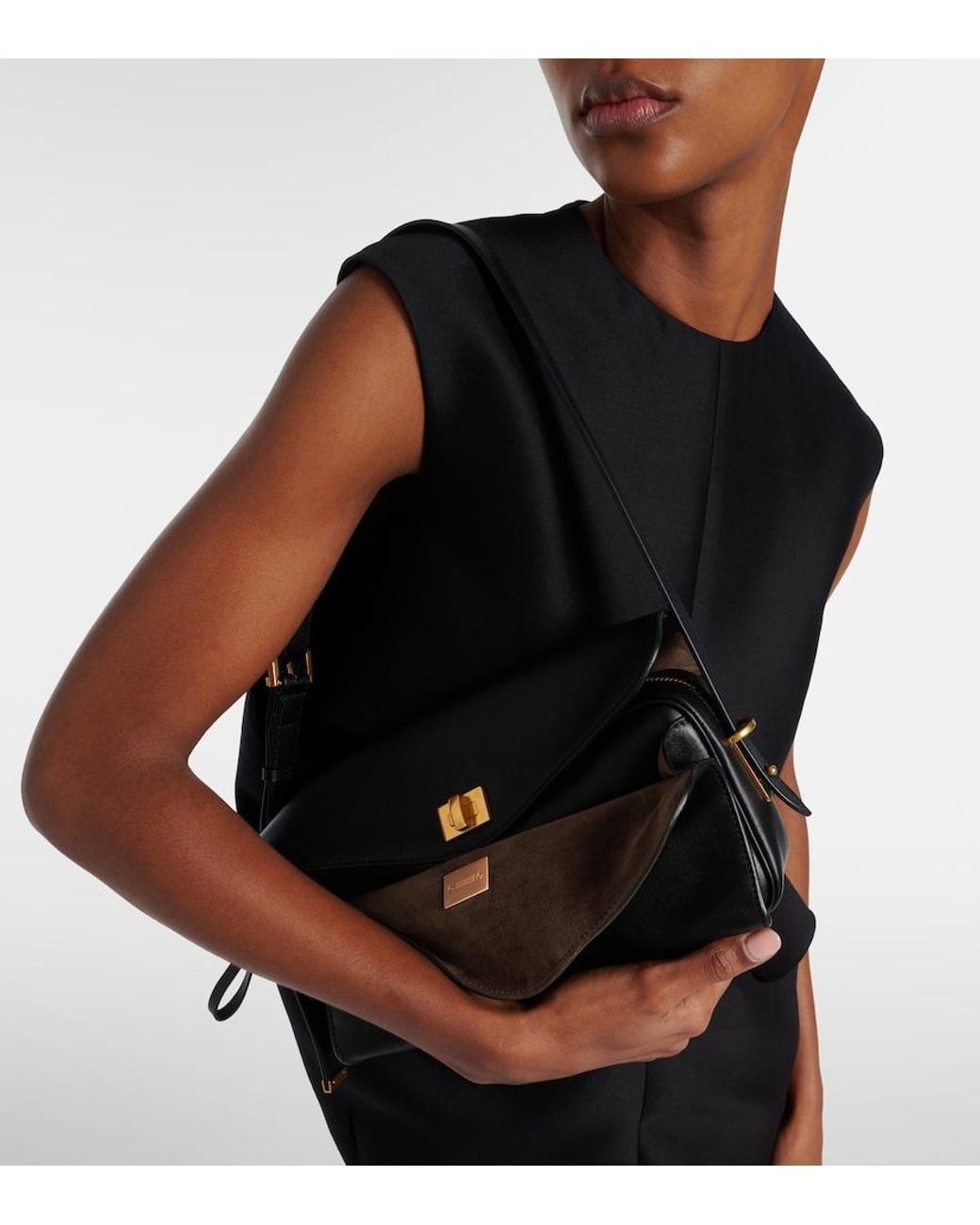 Balenciaga Black Le 7 Leather Shoulder Bag