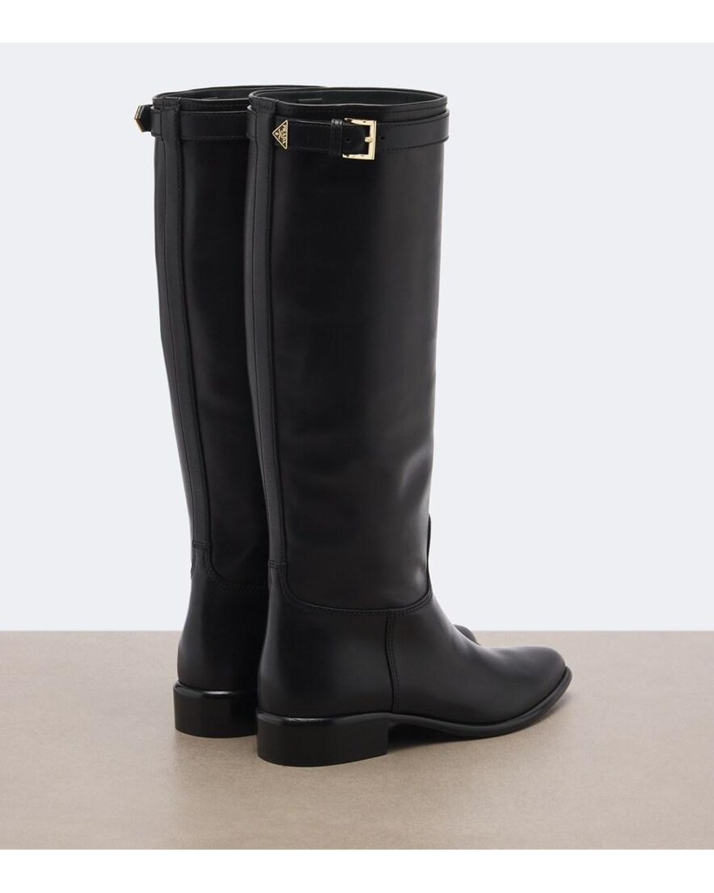 Prada Black Leather Knee-High Boots
