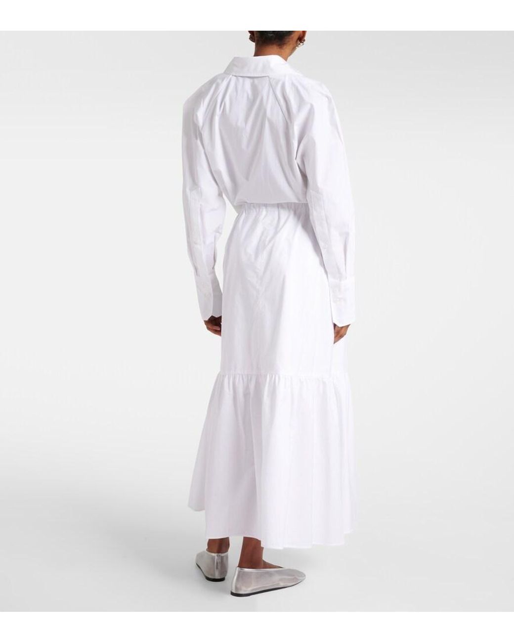 Patou White Tiered Cotton Maxi Skirt