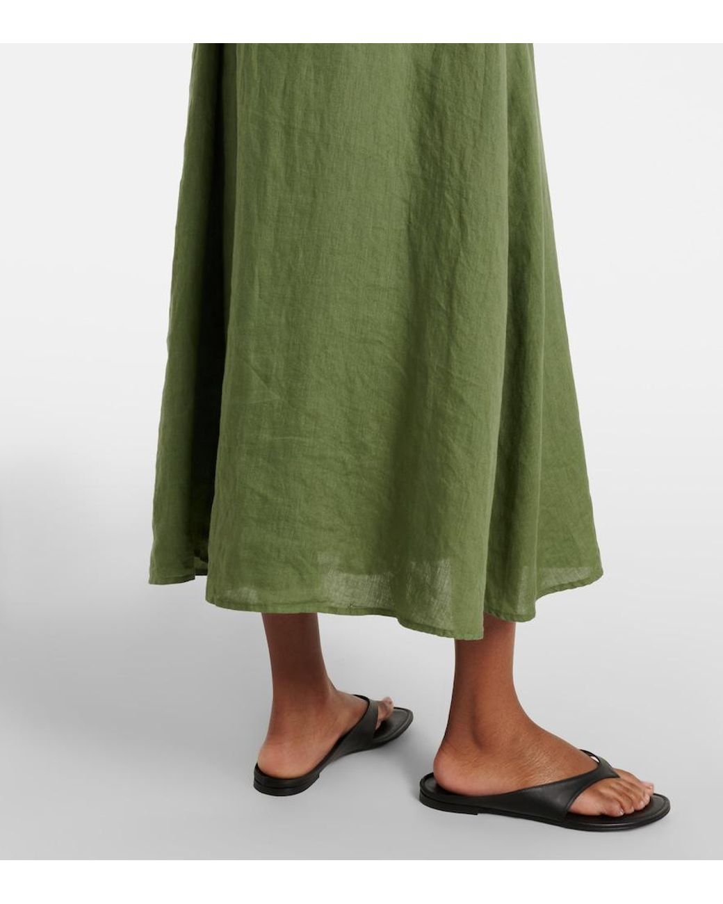 Velvet Green Reta Linen Midi Dress