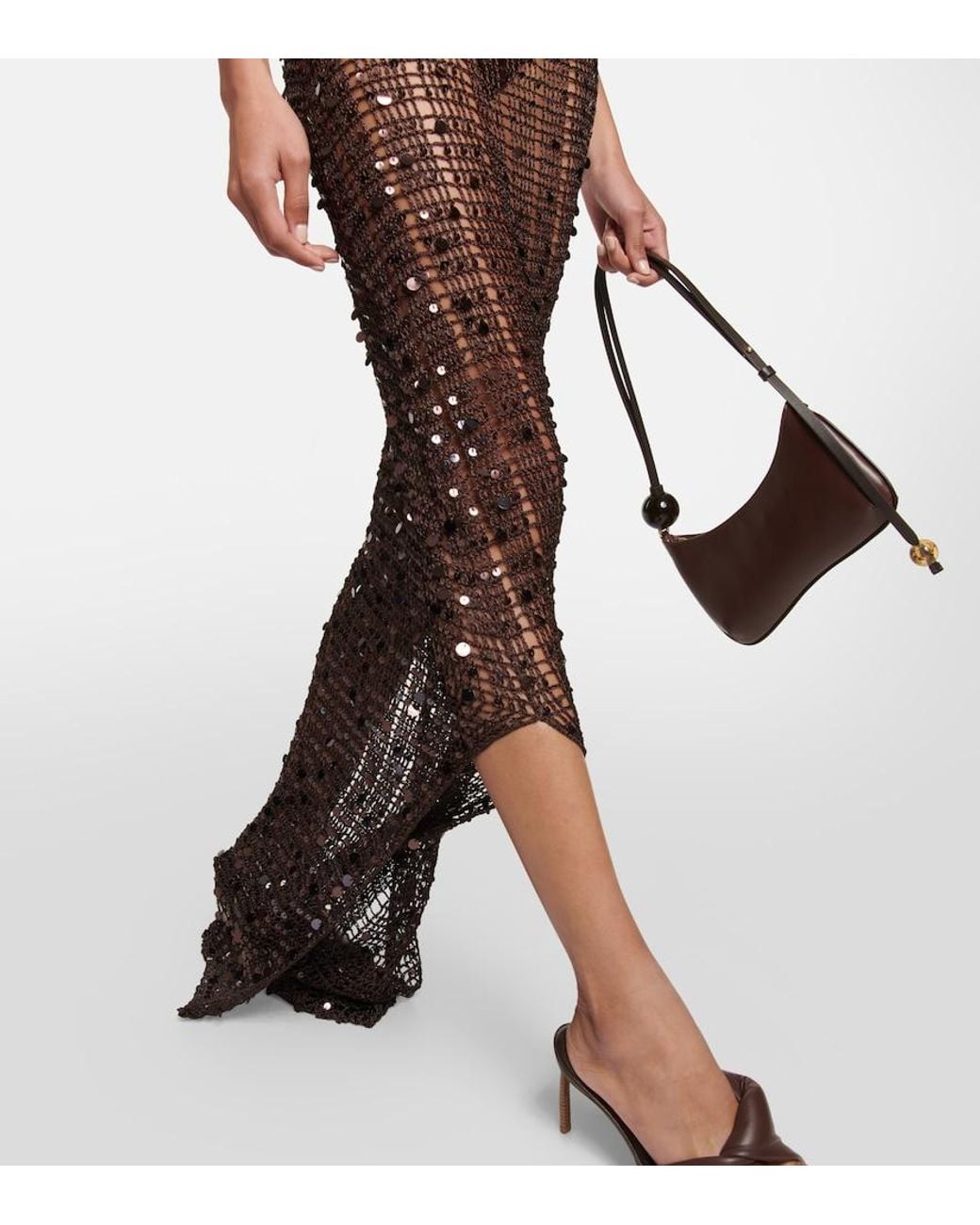 AYA MUSE White Cutout Sequined Maxi Dress