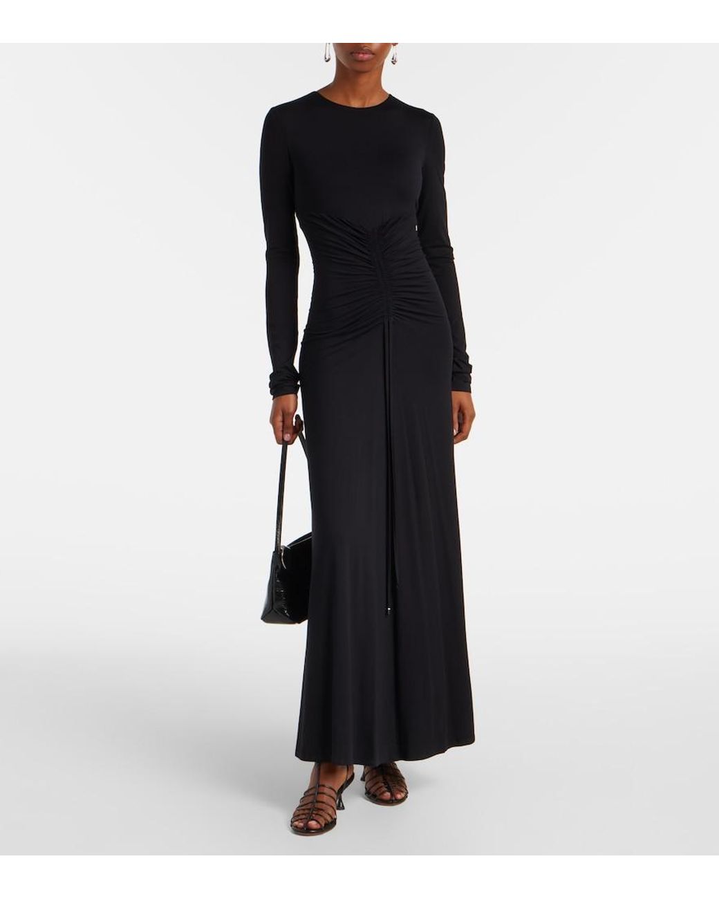 Max Mara Black Doppia Gathered Maxi Dress
