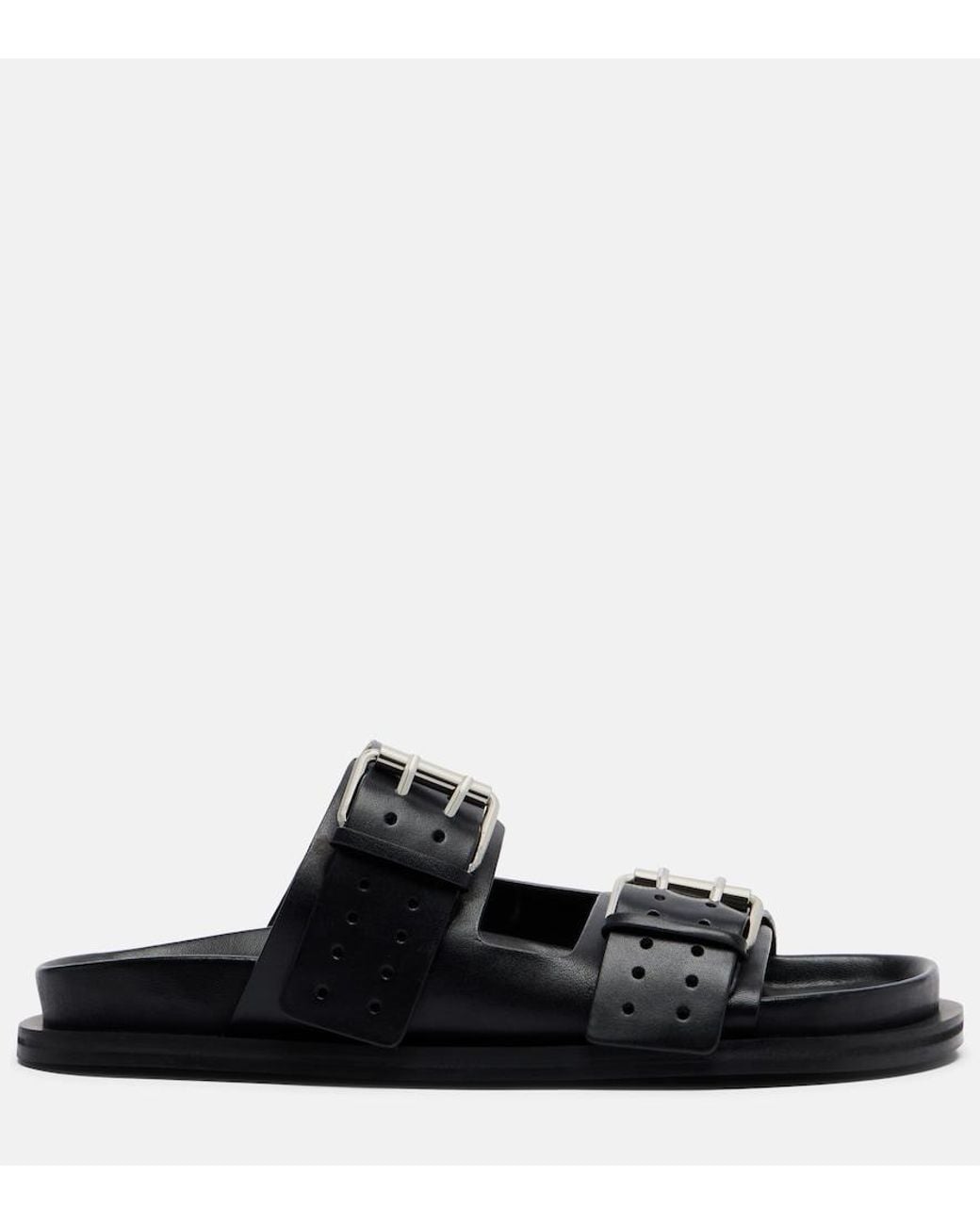 A.Emery Black Leon Leather Slides