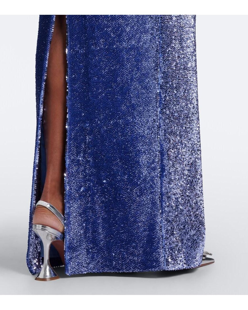 Rebecca Vallance Blue Cambridge Sequined Halterneck Gown