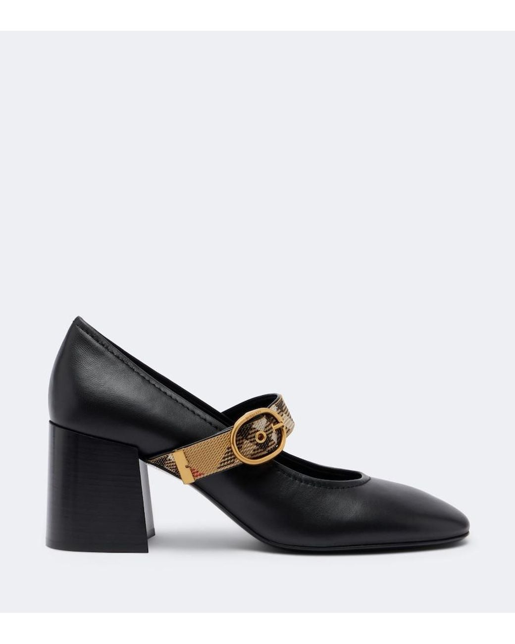 Burberry Black Robin Check Leather Pumps