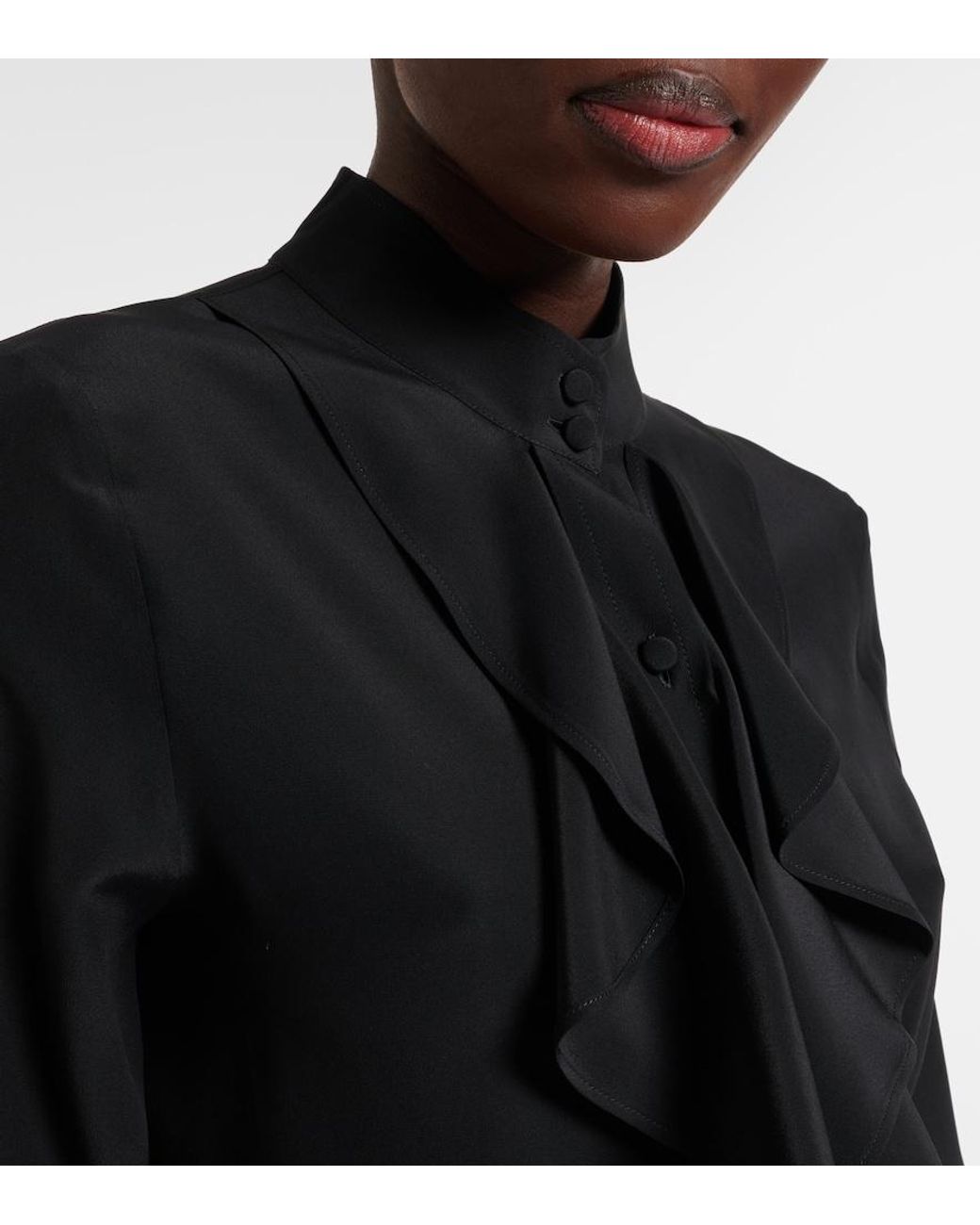 McQueen Black Ruffled Silk Blouse