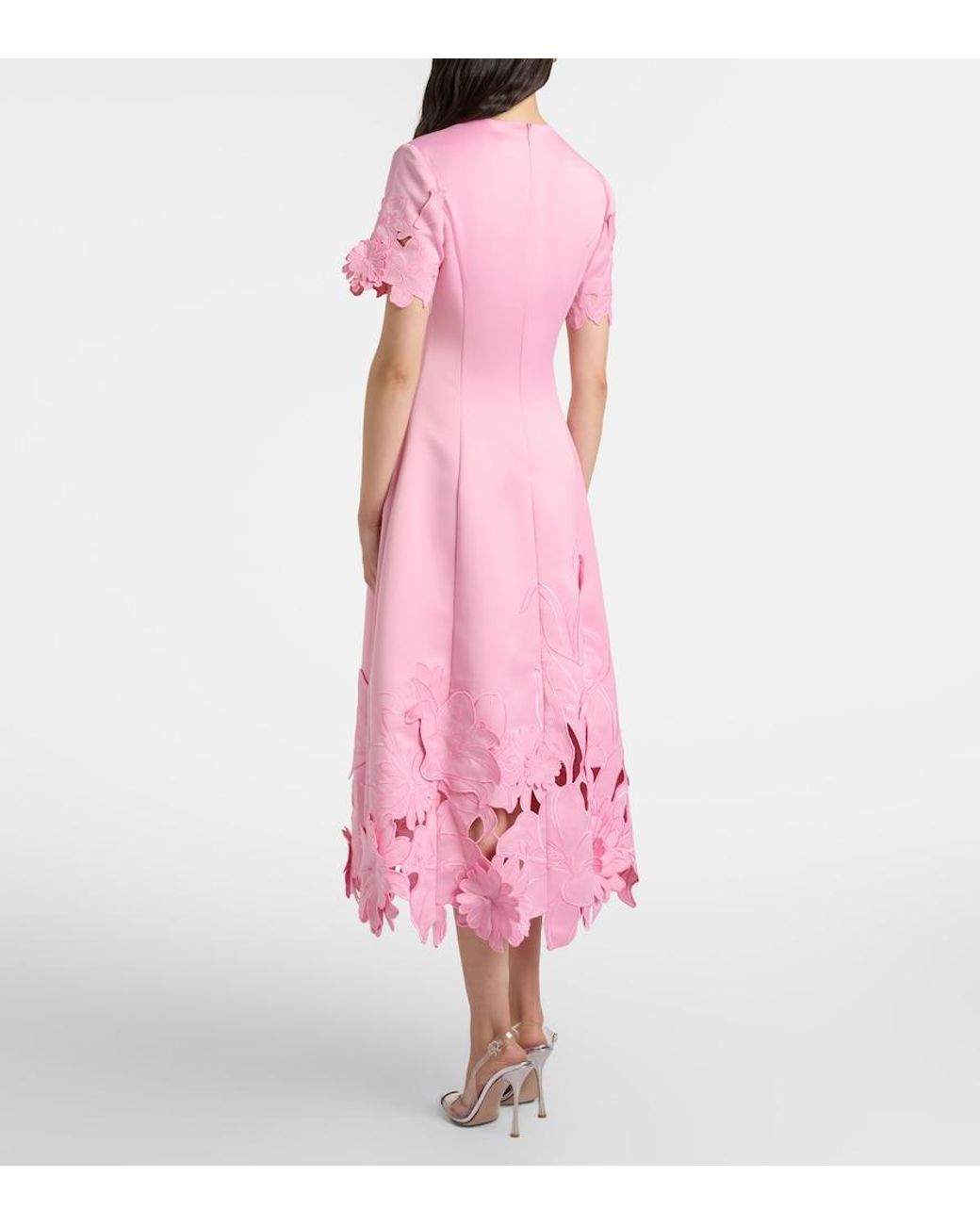LEO LIN Pink Floral-Applique Embroidered Cocktail Dress