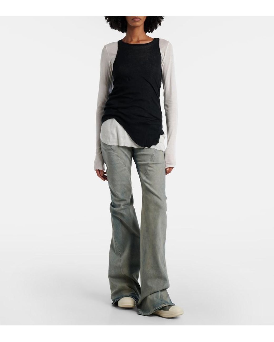 Rick Owens Brown Leather High-Top Sneakers
