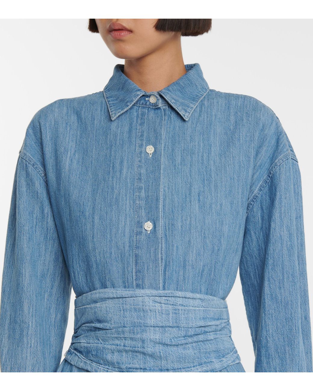 chambray tiered pocket shirtdress