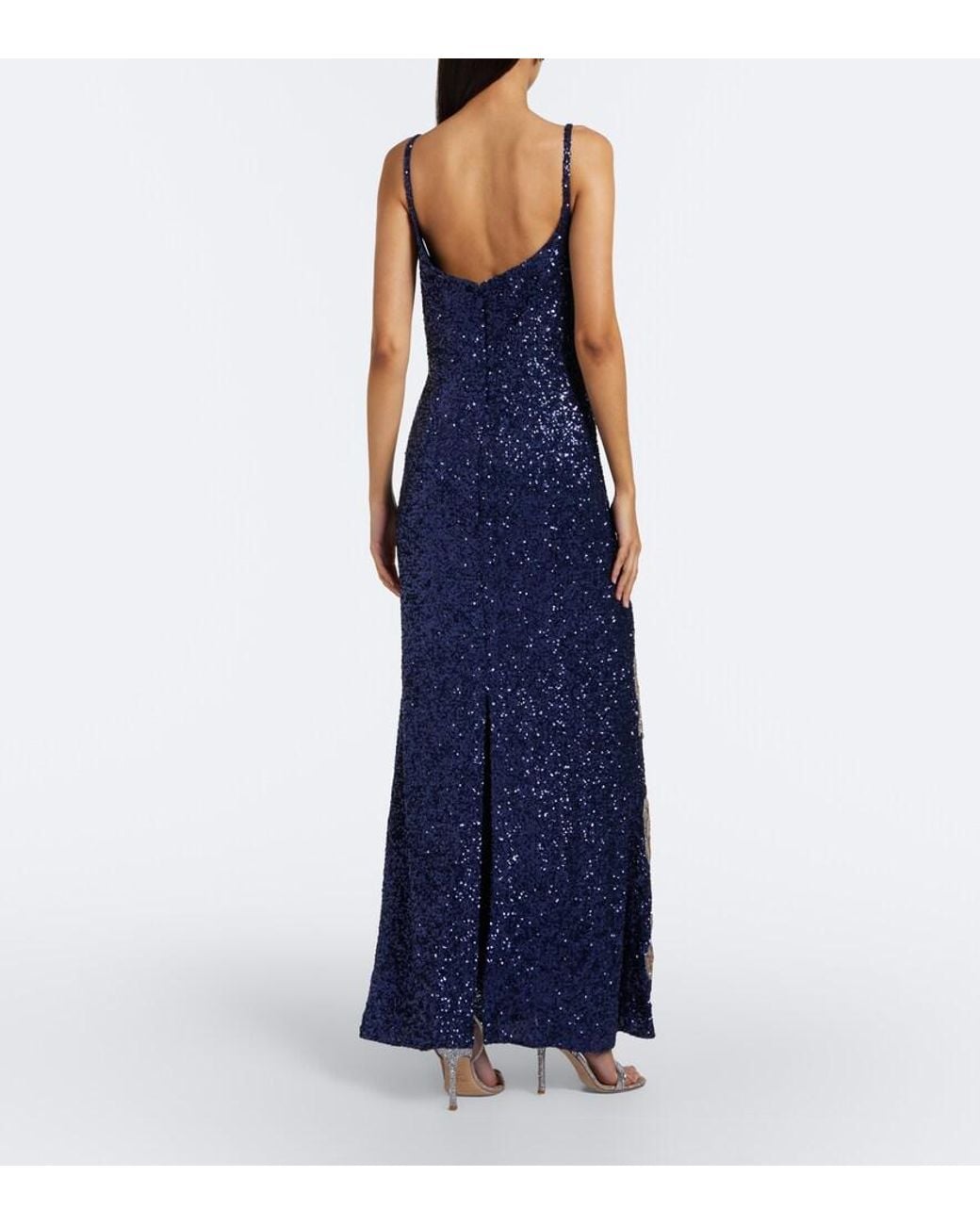 La Fuori Blue Celestial Bloom Embellished Gown