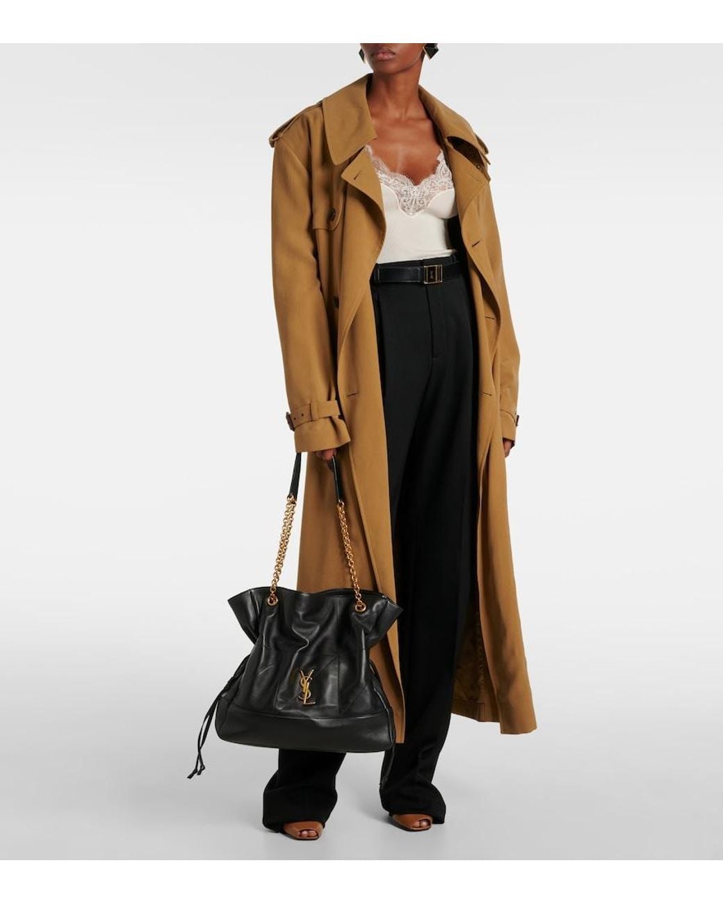 Saint Laurent Black Jamie Shopping Medium Leather Tote Bag