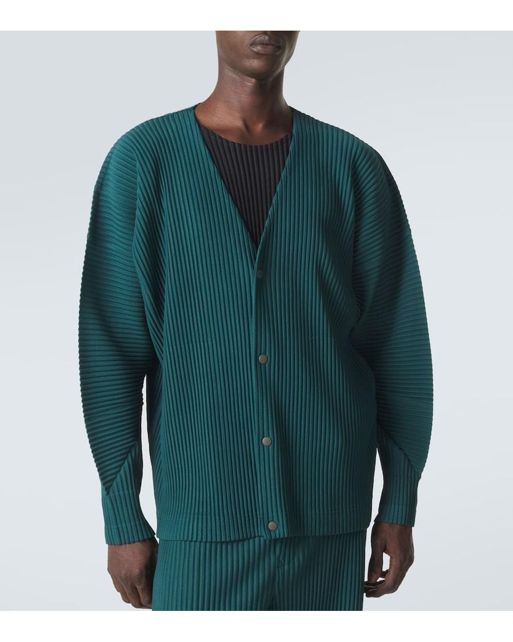 Homme Plissé Issey Miyake Green Color Pleats Blouson Jacket for men