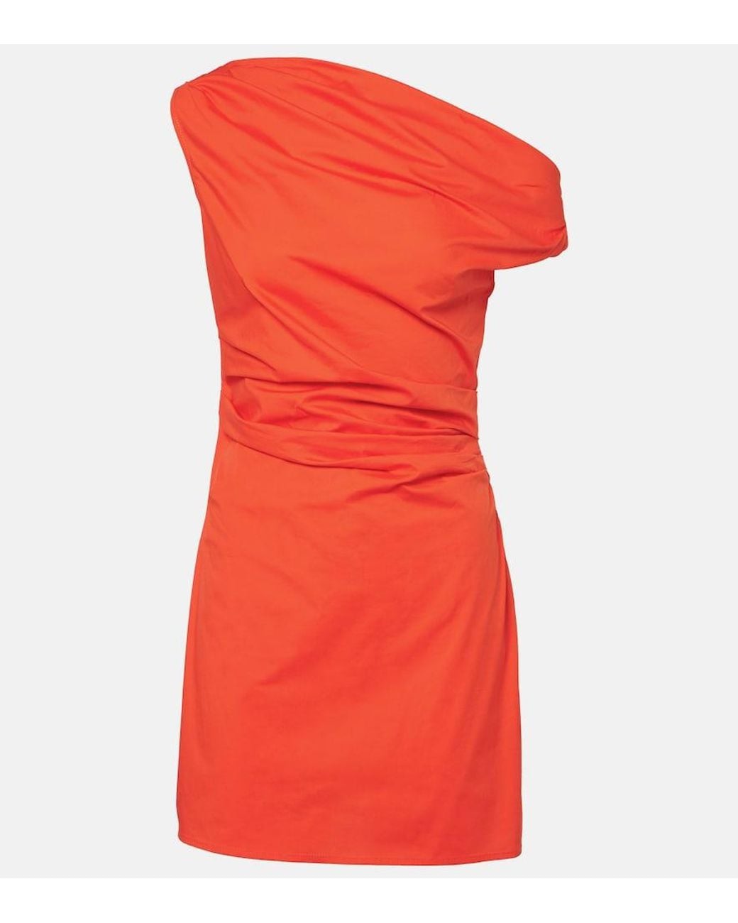 Staud Red Phare Draped Cotton Minidress