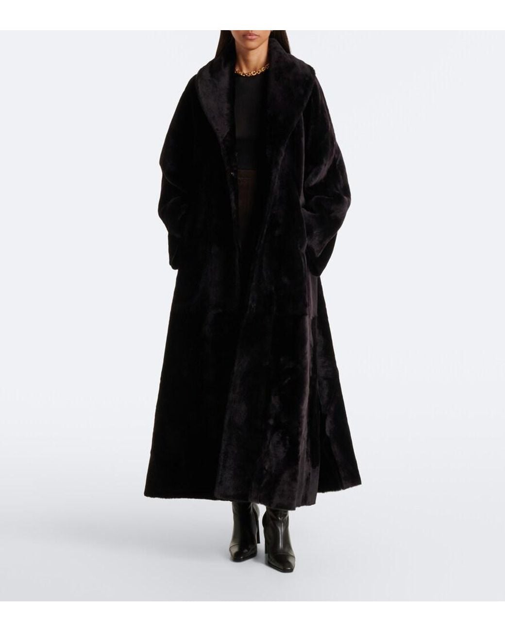 Nour Hammour Black Astoria Shearling Coat