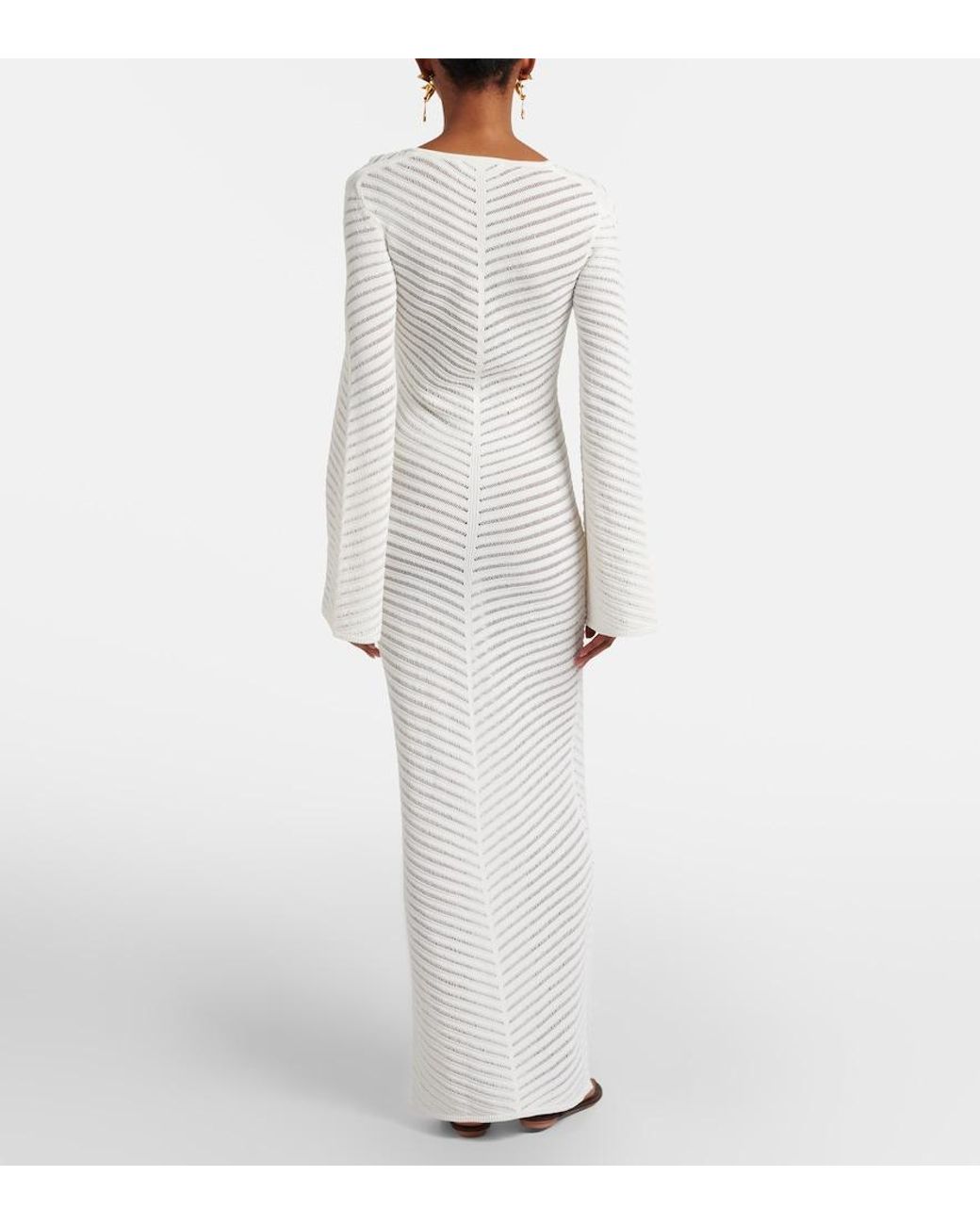 Rebecca Vallance White Cassis Chevron Knitted Maxi Dress
