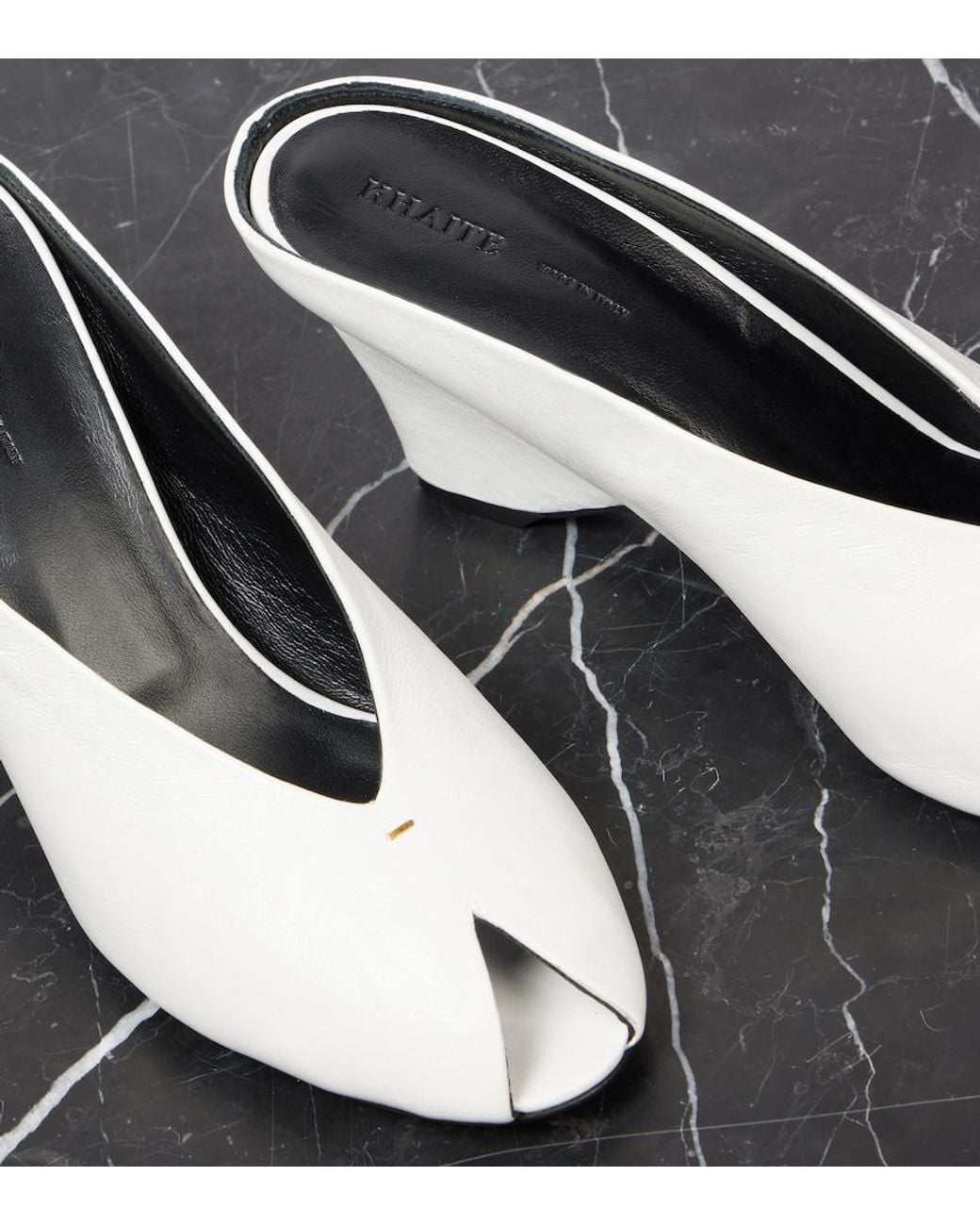 Khaite Natural Cloak 75 Leather Peep-Toe Wedge Mules