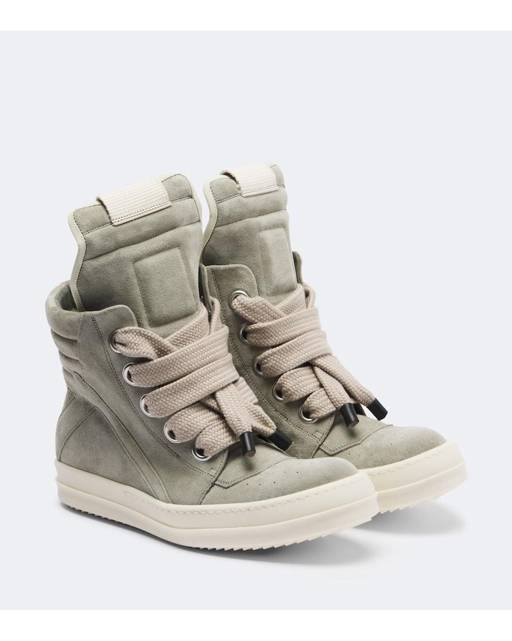 Rick Owens Gray Geobasket Suede High-Top Sneakers