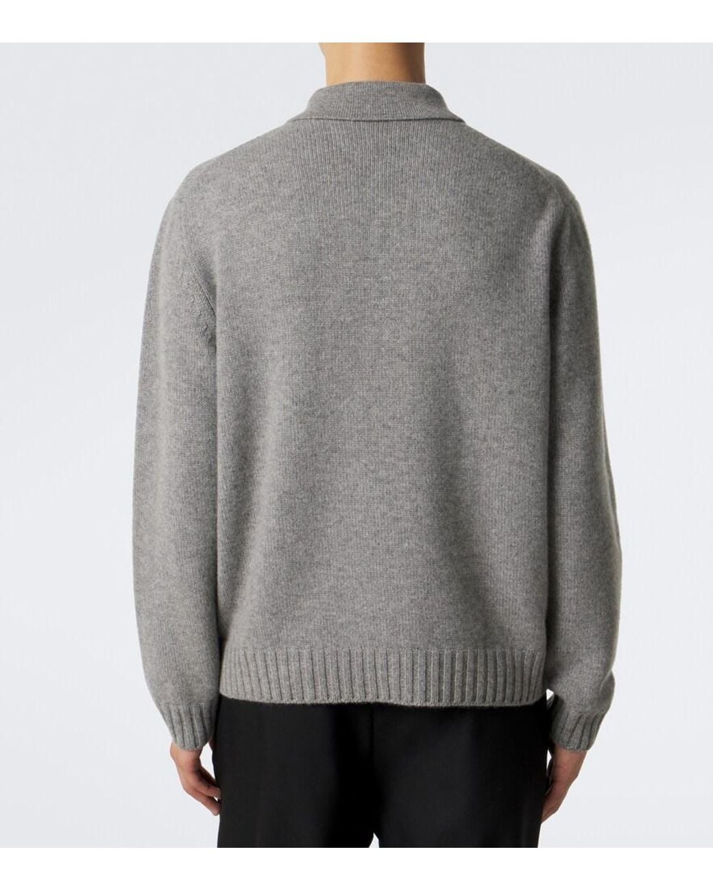 Saman Amel Gray Sander Cashmere Polo Sweater for men