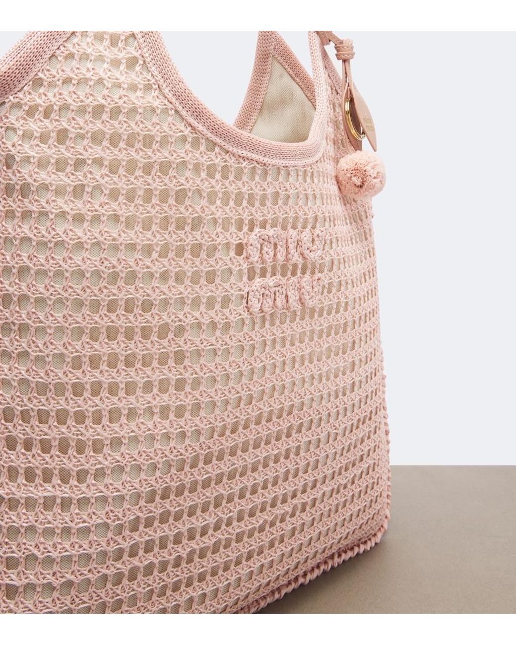 Miu Miu Pink Ivy Crochet Shopper
