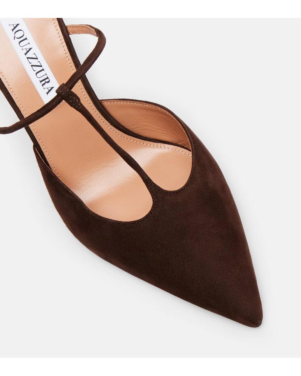Aquazzura Brown Sorbonne 85 Suede Mules