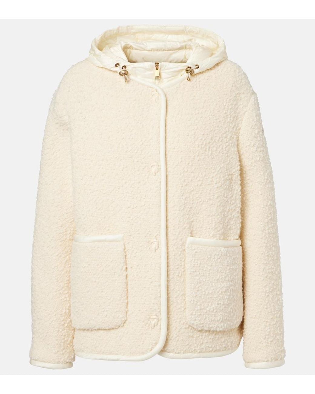 Moncler Natural Hylesine Wool And Cotton-Blend Down Jacket