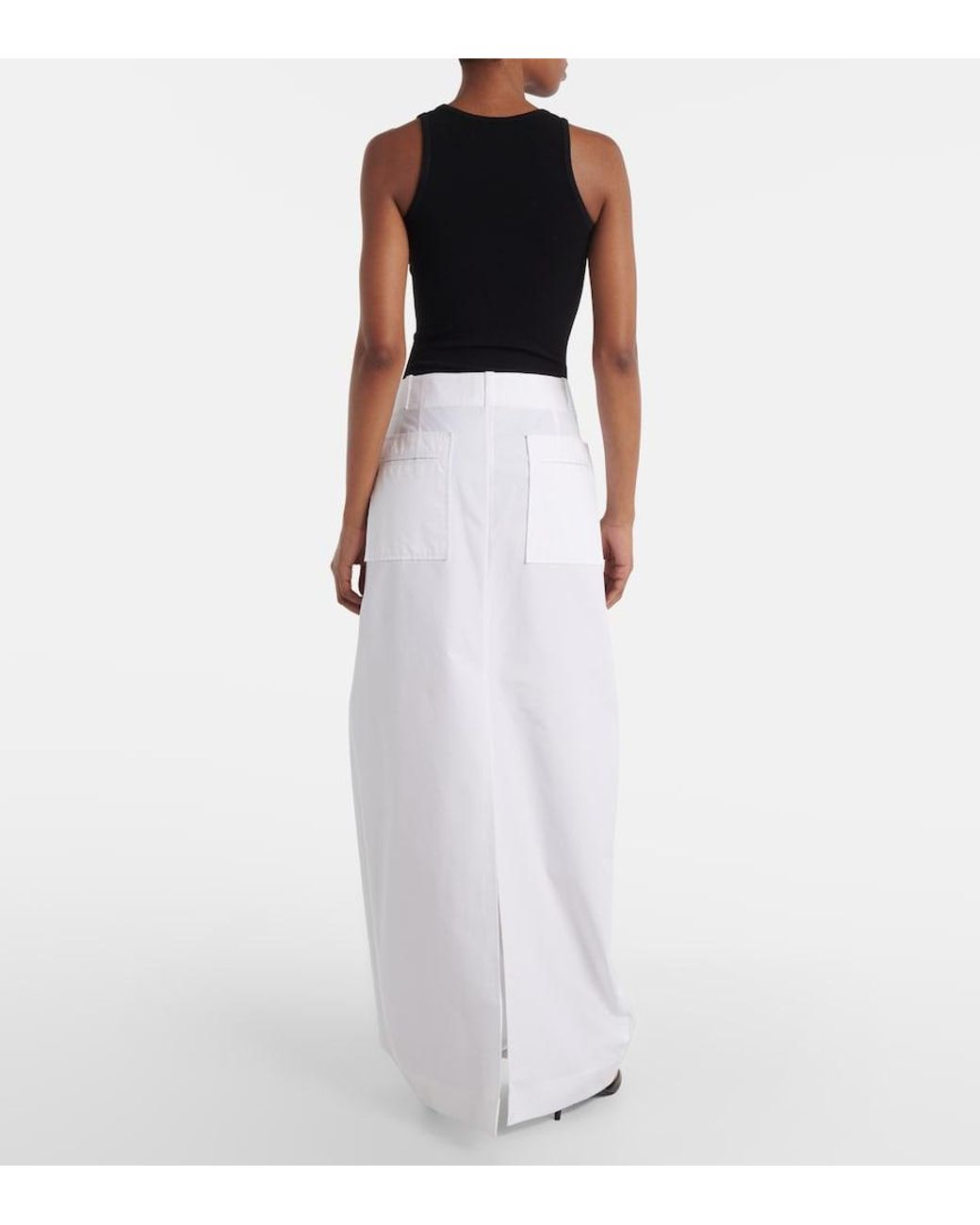 Khaite White Lucian Cotton Poplin Maxi Skirt