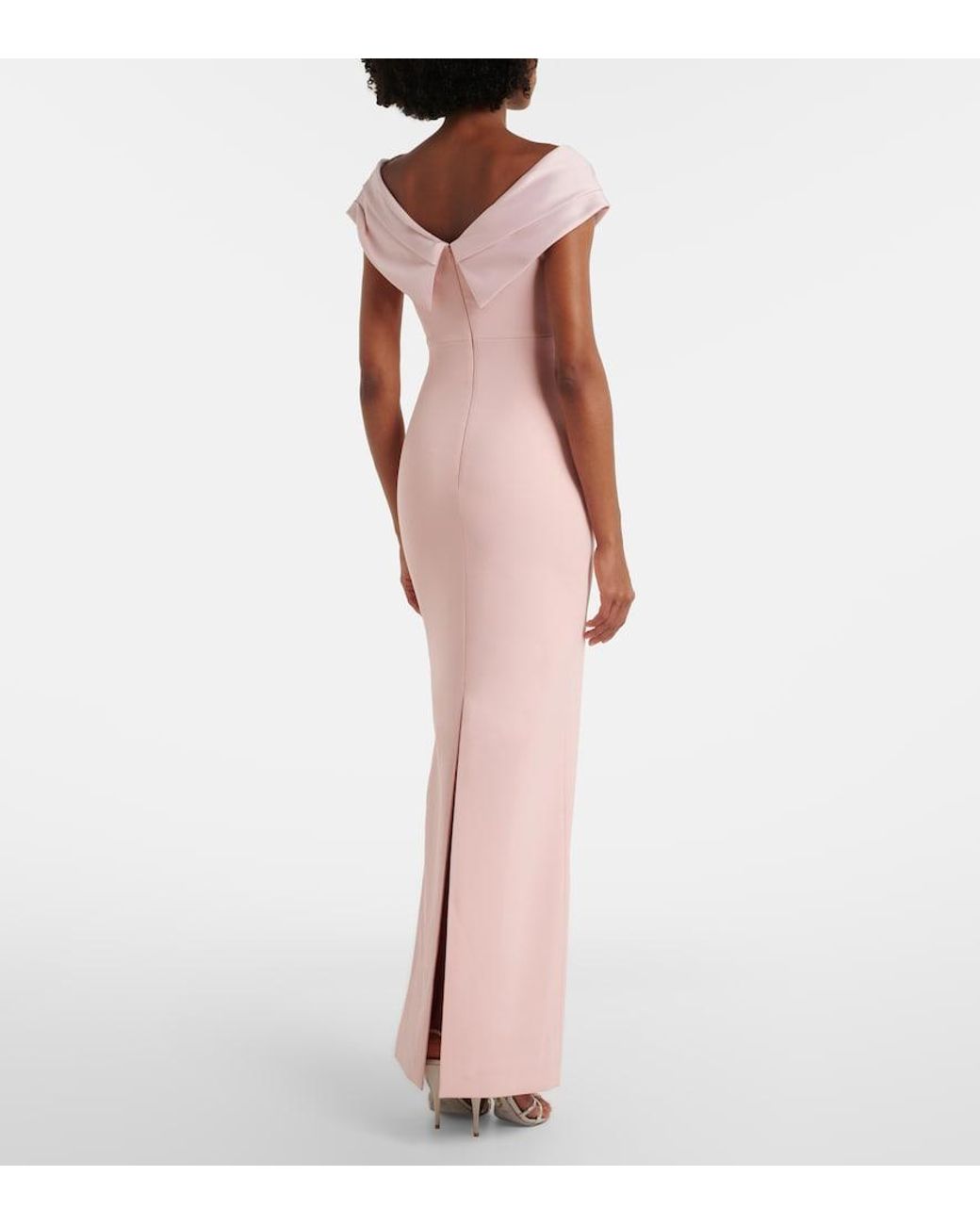 Solace London Pink Adele Satin-Trimmed Gown