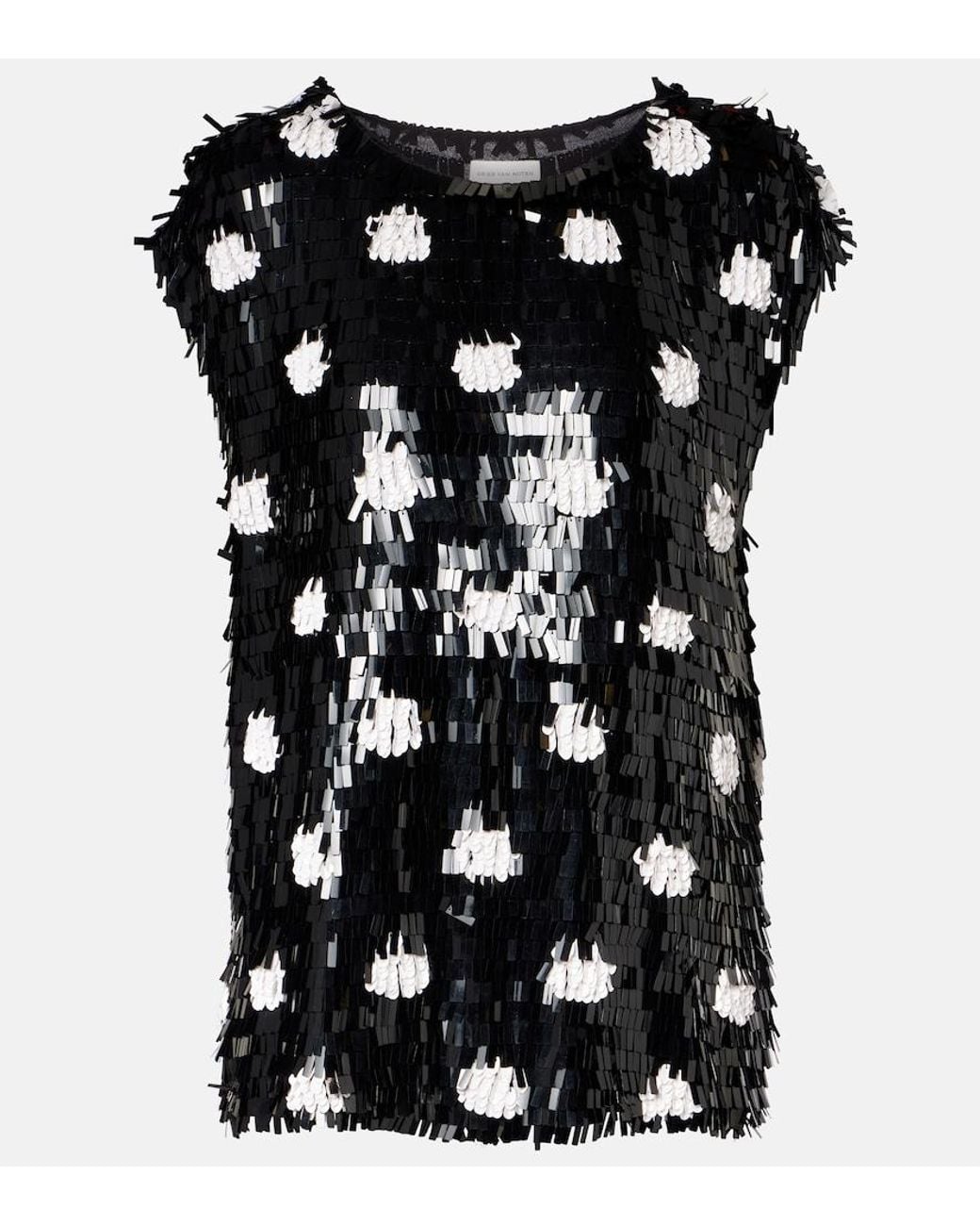Dries Van Noten Black Cuzco Sequined Silk Top