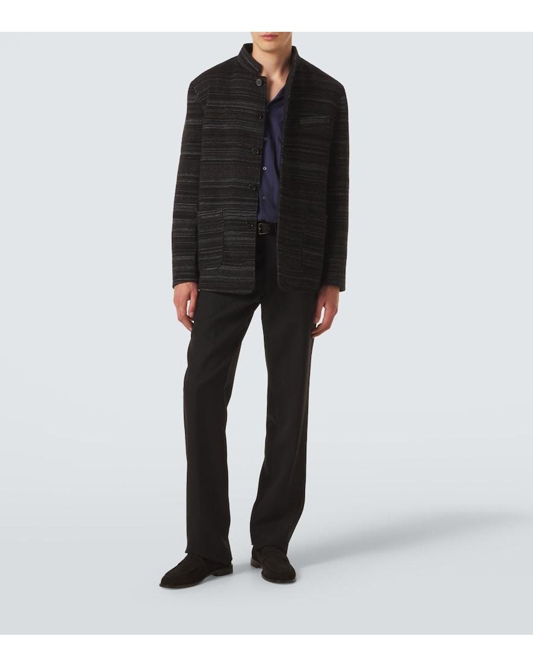 Missoni Blue Space-Dyed Wool-Blend Jacket for men