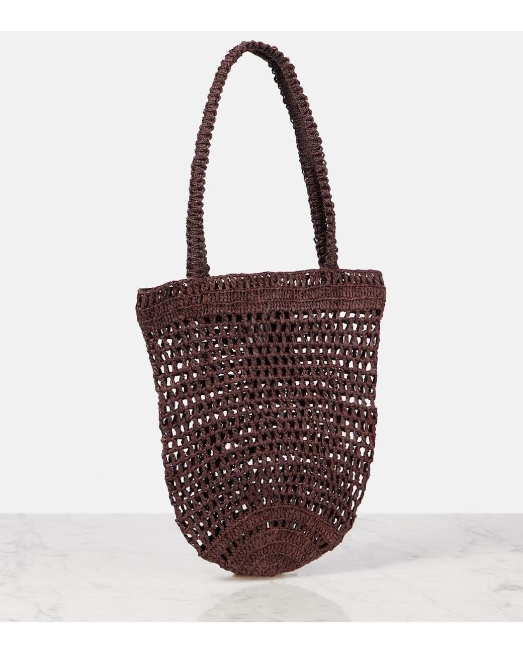 Chloé Red Summer Banana Small Raffia Tote Bag