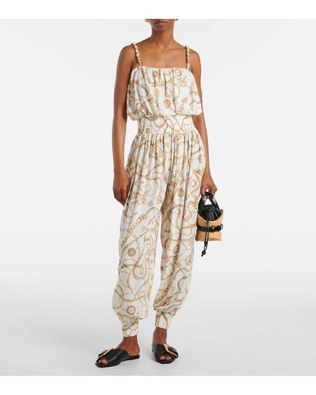 Balmain Natural Chain Printed Jumpsuit