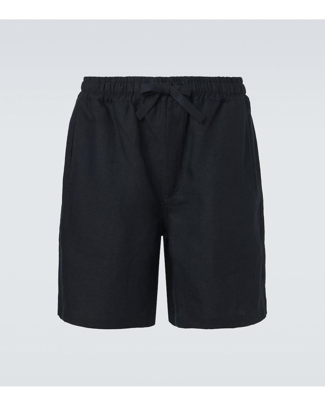 Saman Amel Black Linen Shorts for men