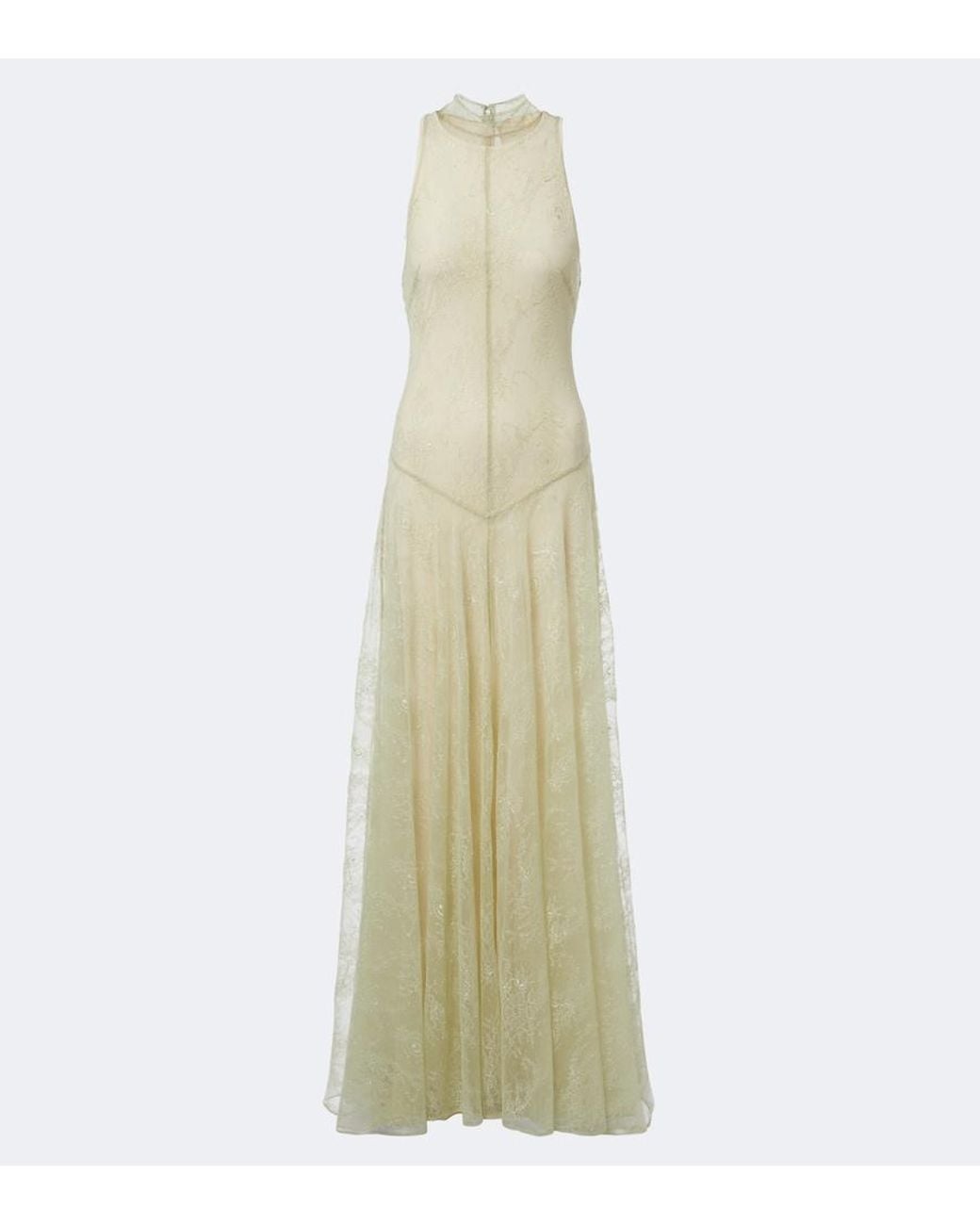 De La Vali White Palomina Halterneck Lace Maxi Dress