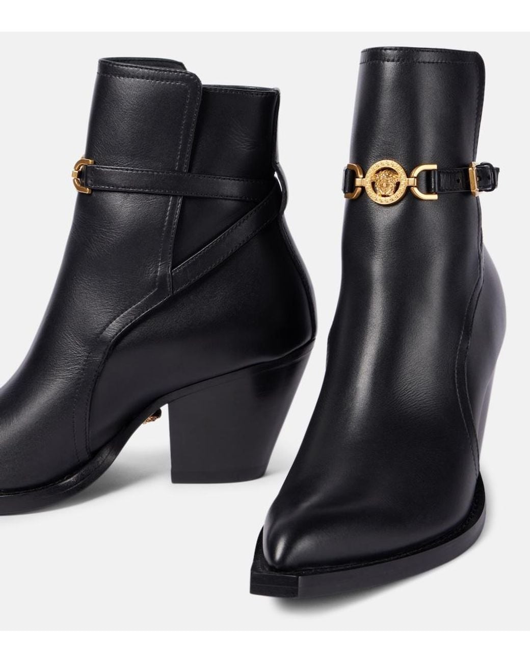 Versace Black Medusa '95 Leather Ankle Boots