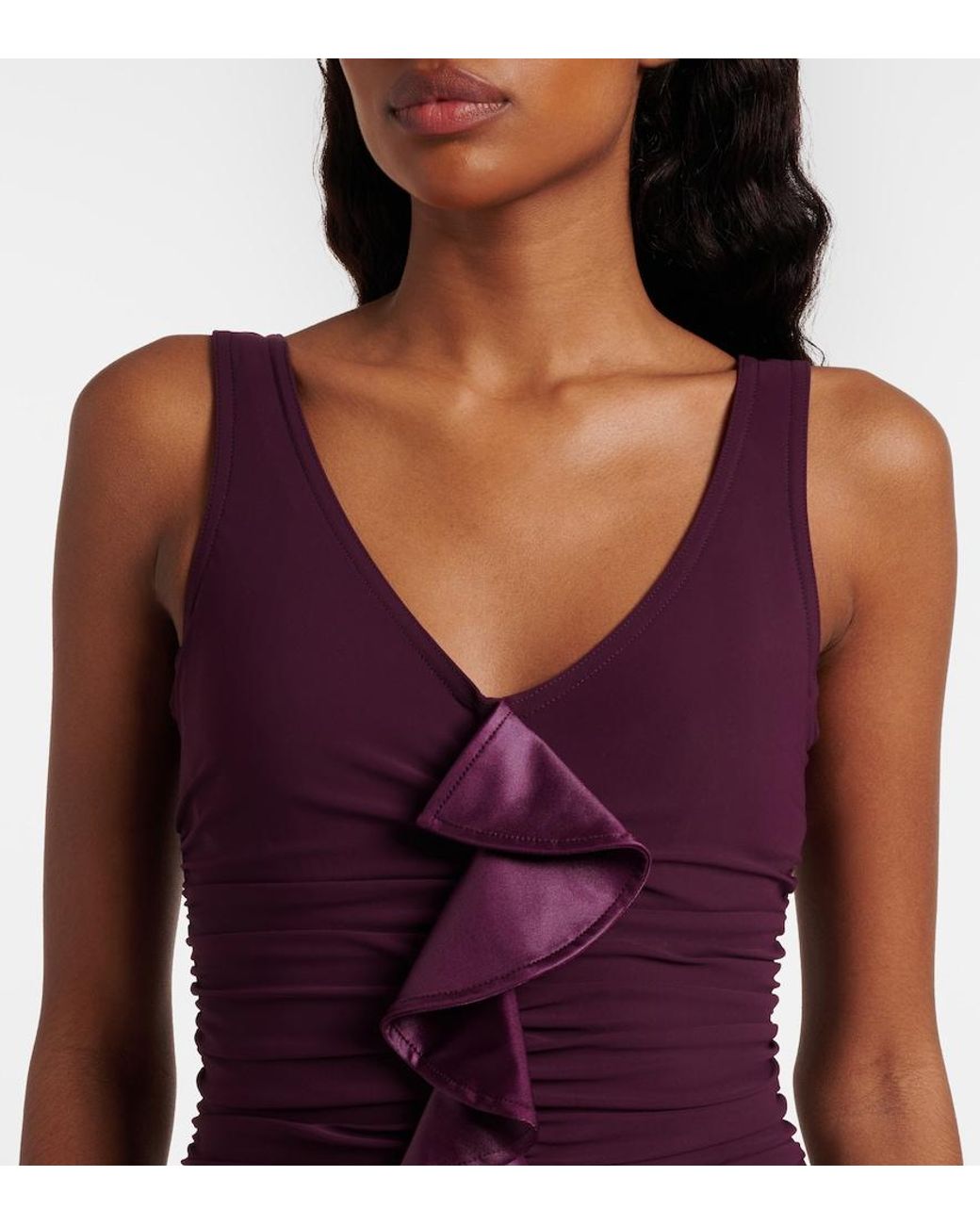 Karla Colletto Purple Emery Ruffled Swimsuit