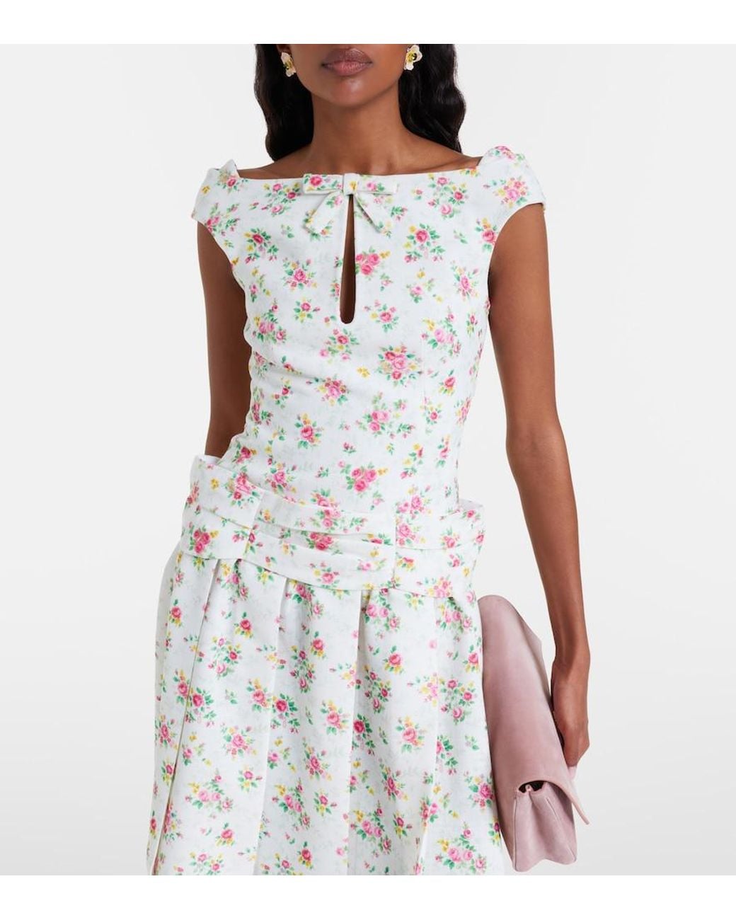 ShuShu/Tong White Bow-Detail Floral Top