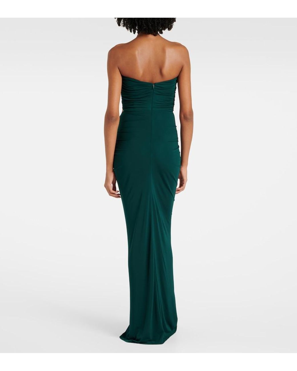 Christopher Esber Green Bezel Quartz Cutout Strapless Jersey Gown