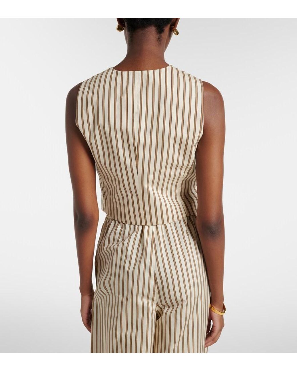 Max Mara Natural Fauno Striped Cotton And Silk Vest