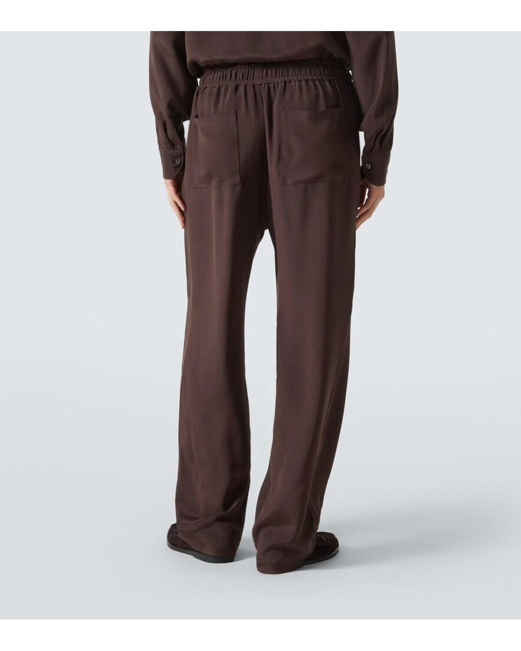 Saman Amel Weite Hose Aus Seide in Brown für Herren