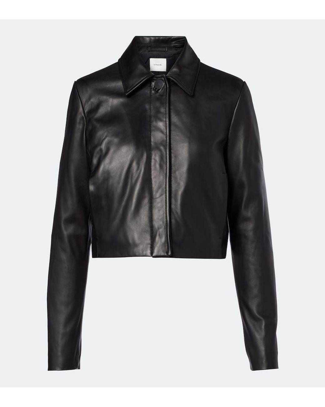 Vince Black Cropped Leather Jacket